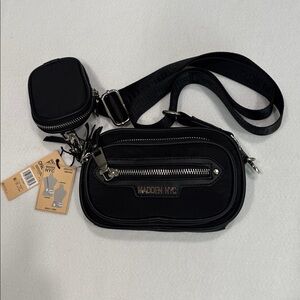 Madden NYC Mini Front Pocket Crossbody Convertible Bag Fannypack Black